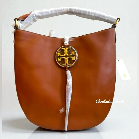 Tory Burch Metal Miller Slouchy Hobo With Long Strap Brown With Gold Hardware - Picture 5 of 16